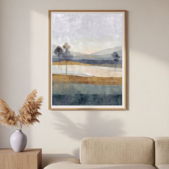 Affiche Paysage Abstrait Minimal Horizon Arbres Clairsemés (Créateur téléchargé)