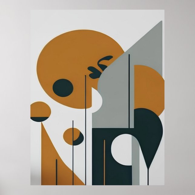 Affiche Paysage Abstrait minimaliste Brown noir (Devant)