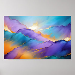 Affiche Paysage Abstrait Montagnes Nature Arrière - plan A