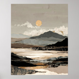 Affiche Paysage Abstrait Neutre | Minimalisme de Lac de Mo