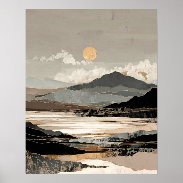 Affiche Paysage Abstrait Neutre | Minimalisme de Lac de Mo (Devant)