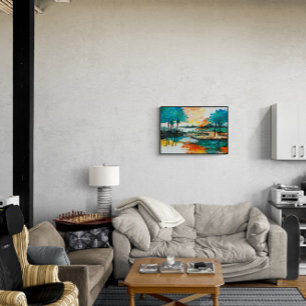 Affiche Paysage Abstrait, peinture acrylique colorée