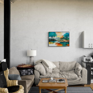 Affiche Paysage Abstrait, peinture acrylique colorée