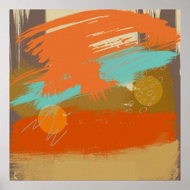 Affiche Paysage Abstrait Peinture Cercles sphères (Devant)