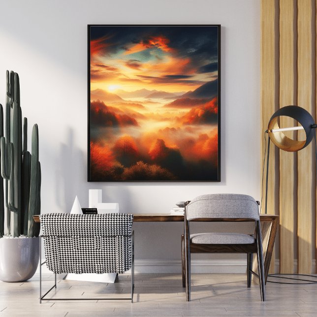 Affiche Paysage aérien unique Arbres rouges et Mer Noire (Créateur téléchargé)