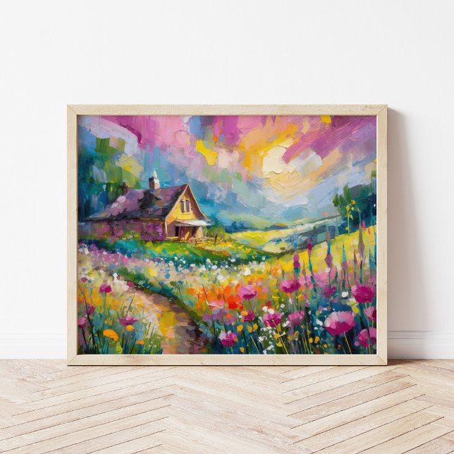 Affiche Paysage agricole fleur sauvage Art Abstrait modern (Créateur téléchargé)