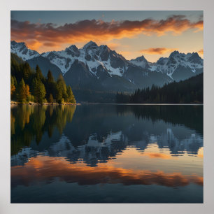 Affiche Paysage alpin paisible au lever du soleil