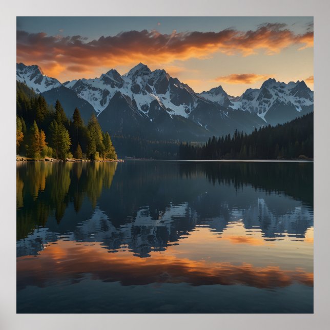 Affiche Paysage alpin paisible au lever du soleil (Devant)