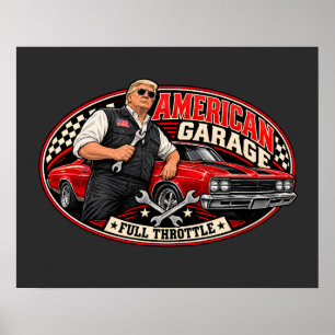 Affiche Paysage américain Garage Plein régime