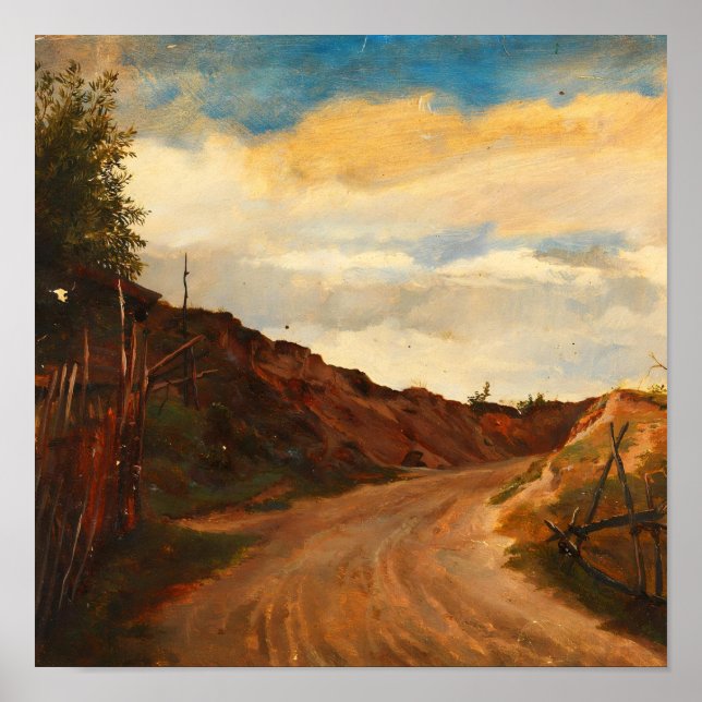 Affiche Paysage Antique de Route de Terre de Campagne Vint (Devant)