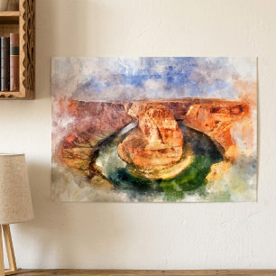 Affiche Paysage aquarelle de Horseshoe Bend Grand Canyon