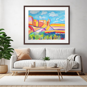 Affiche Paysage aquarelle fantaisiste de Kitchen Mesa colo