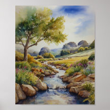Paysage Aquarelle Mur Art