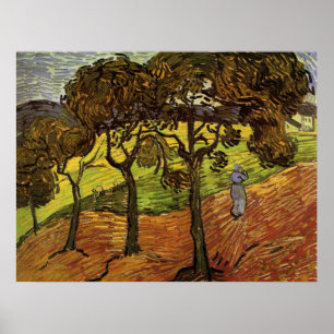 Affiche Paysage, arbres et figures par Vincent van Gogh