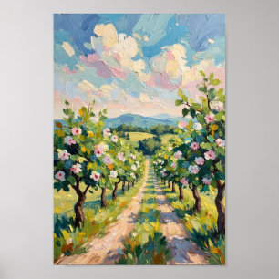 Affiche Paysage Artistique de Fleur d'Arbre Fruitier Vinta