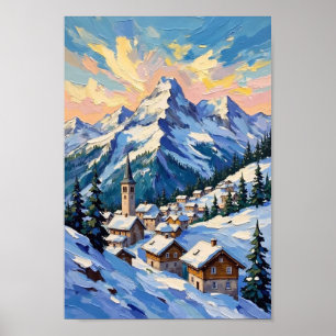 Affiche Paysage artistique de voyage dans les Alpes suisse