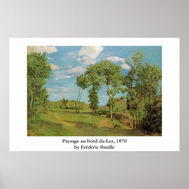 Affiche Paysage au bord du Lez de Frédéric Bazille (Devant)