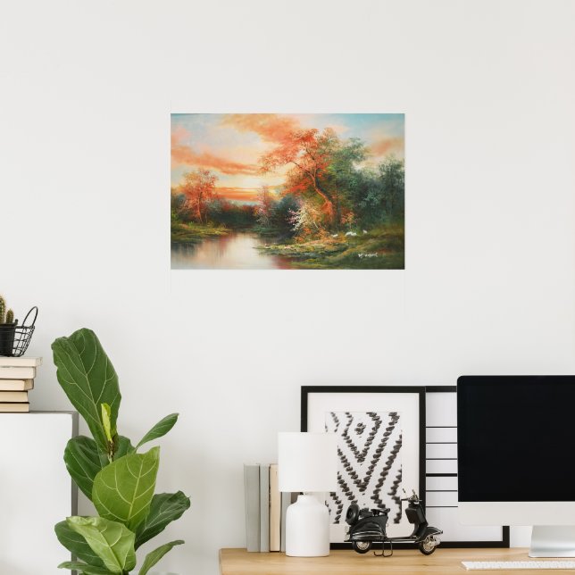 Affiche Paysage au coucher du soleil (Bureau à domicile)