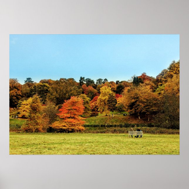 Affiche paysage automne rouge et orange (Devant)