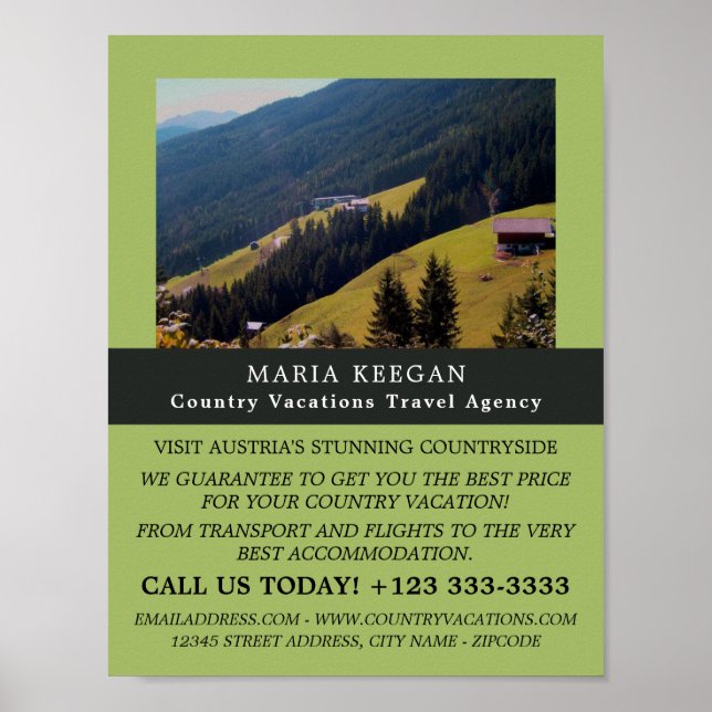 Affiche Paysage autrichien, Agence de Voyage Publicité (Devant)