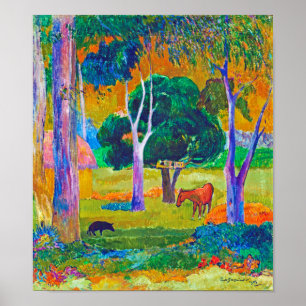 Affiche Paysage avec cochon et cheval, Gauguin