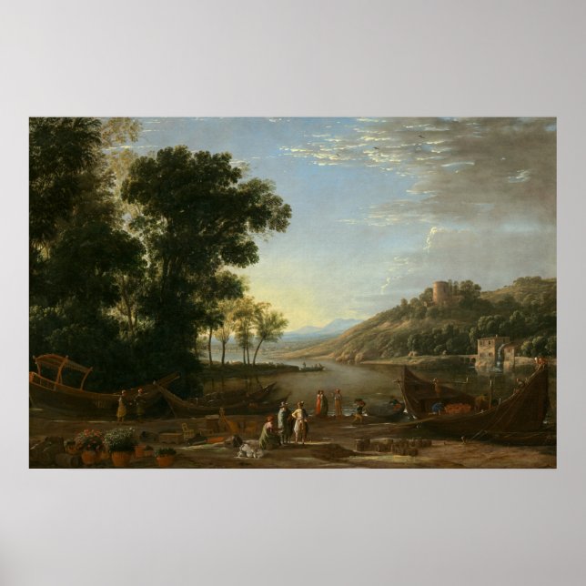 Affiche Paysage avec commerçants - Claude Lorrain Art (Devant)