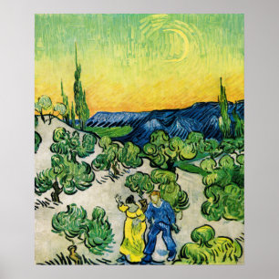 Affiche Paysage avec couple en promenade de Vincent van Go