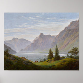 Affiche Paysage avec lac de montagne. Matin (Friedrich)