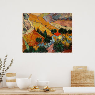 Affiche Paysage avec maison et laboureur,