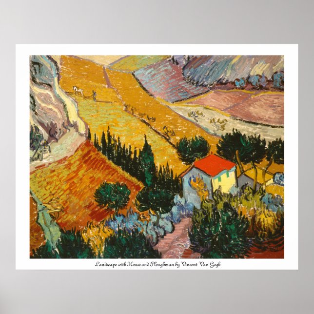 Affiche Paysage avec Maison et Plowman Vincent VanGogh (Devant)