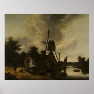 Affiche Paysage avec moulin à vent - Salomon Rombouts