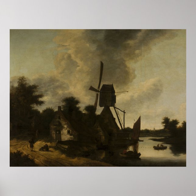 Affiche Paysage avec moulin à vent - Salomon Rombouts (Devant)