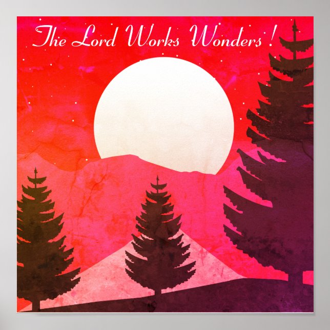 Affiche Paysage avec pins et citation religieuse (Devant)