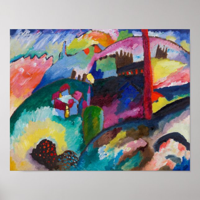Affiche Paysage avec rein d'usine, Wassily Kandinsky (Devant)