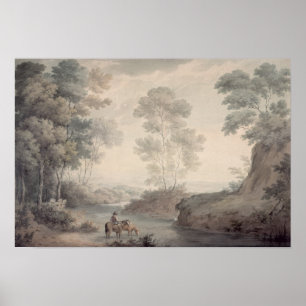Affiche Paysage avec rivière et eau