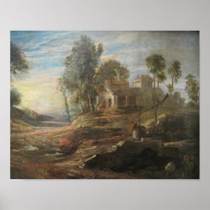 Affiche Paysage avec un endroit d'arrosage et effet du sol