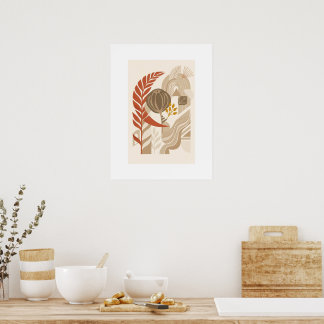 Affiche Paysage botanique minimal | Boho milieu du siècle
