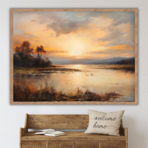 Affiche Paysage captivant de coucher de soleil, Terres de