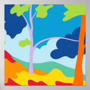 Affiche Paysage carré abstrait de blocs de couleur minimal