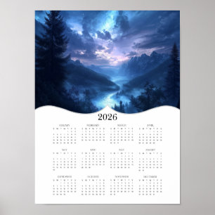 Affiche Paysage céleste 2026 Calendrier des murs de l'anné