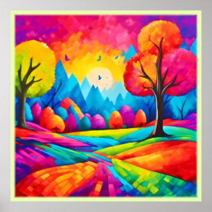 Affiche Paysage coloré dans un style art de rêve