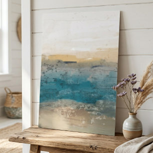 Affiche Paysage côtier abstrait avec sarcelle et beige