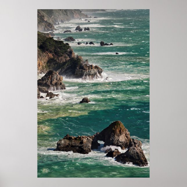 Affiche Paysage côtier avec vagues (Devant)