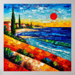 Affiche Paysage côtier vibrant avec coucher de soleil colo