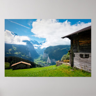 Affiche Paysage dans la vallée de Lauterbrunnen en Suisse