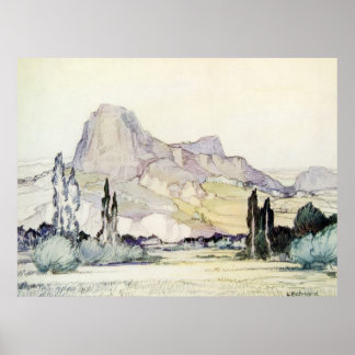 Affiche Paysage d'Antiquité vintage Le Puy France