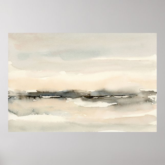 Affiche Paysage d'aquarelle rose neutre Abstrait (Devant)