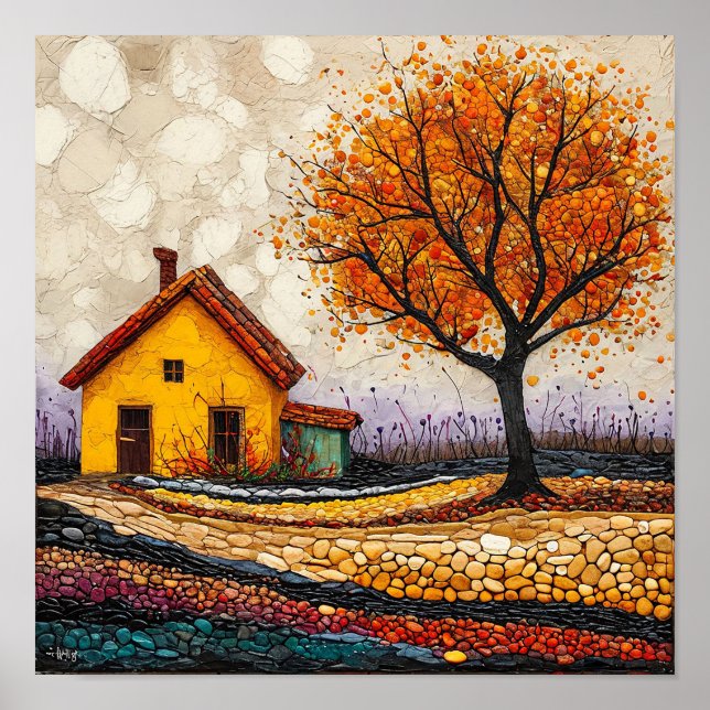 Affiche Paysage d'arbre coloré (Devant)