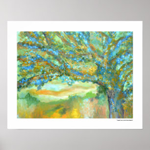 Affiche Paysage d'arbres Peinture moderne sarcelle vert bl