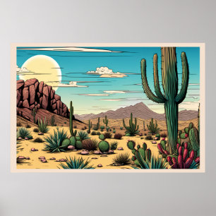 Affiche Paysage d'art graphique de Desert Butte Mesa